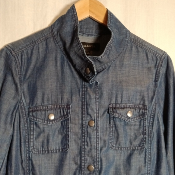 Talbots Lyocell/Cotton/Linen Lightweight Indigo Denim Anorak Jacket Small - Picture 3 of 13